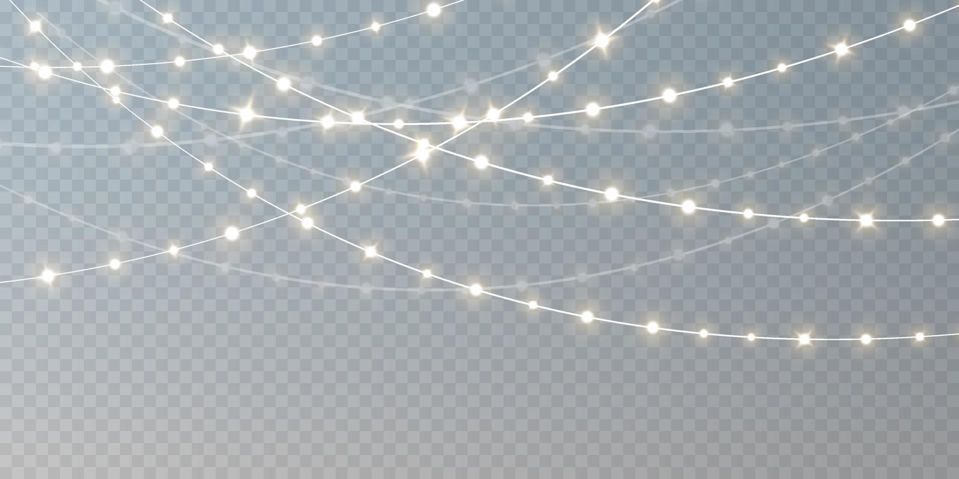 Christmas garland. Glowing yellow light bulbs. vector