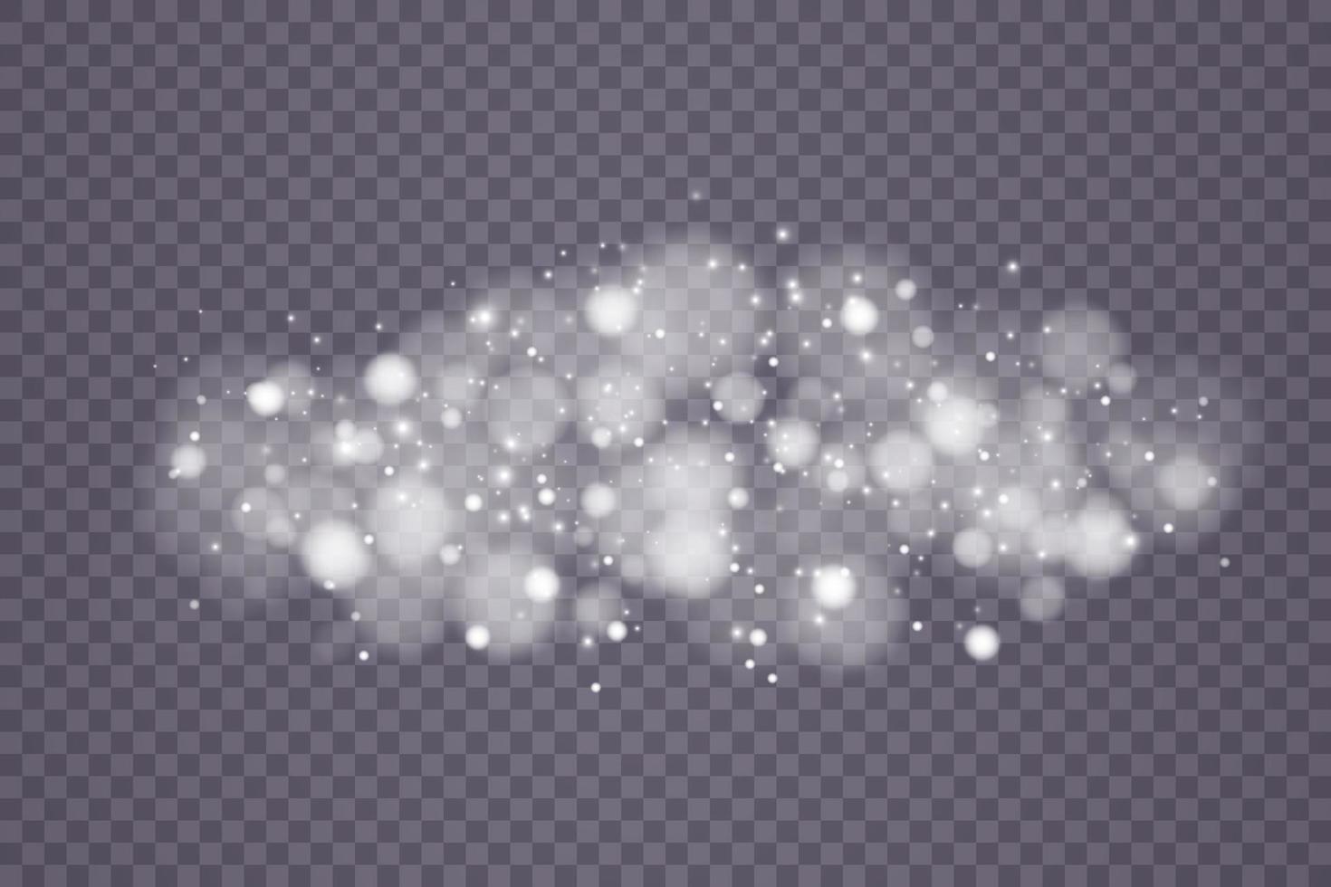 White bokeh lights with glowing particles. vector