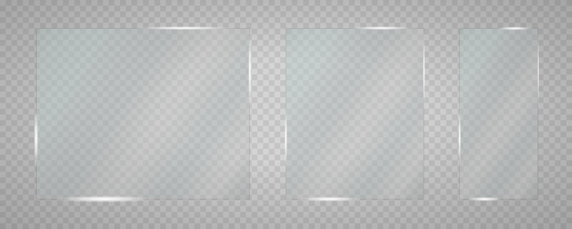 Glass plate set on transparent backdrop. Isolated glass. vector