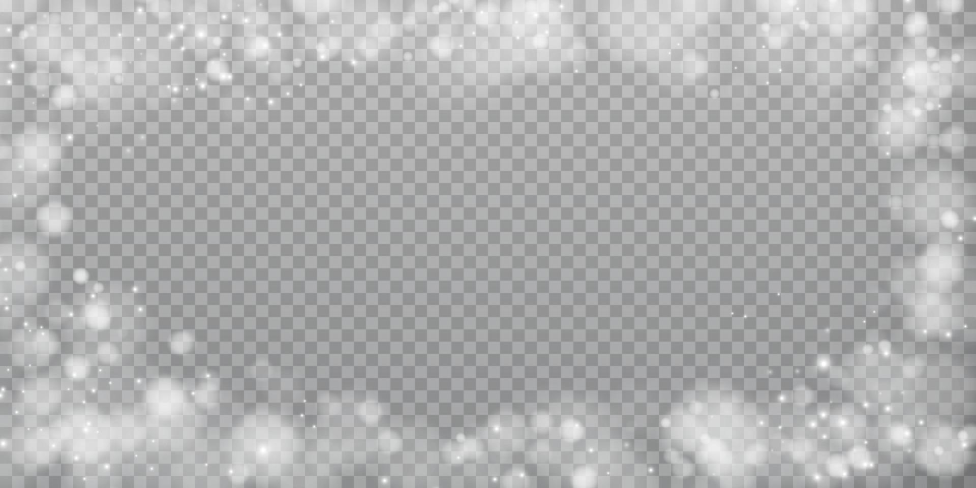 White bokeh lights with glowing particles. vector