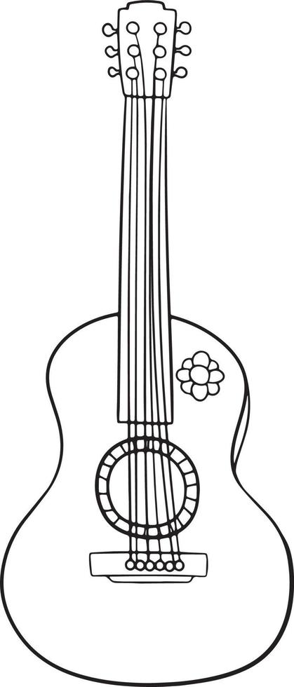 guitar musical instrument cartoon doodle kawaii anime coloring page cute illustration drawing clip art character chibi manga comic vector