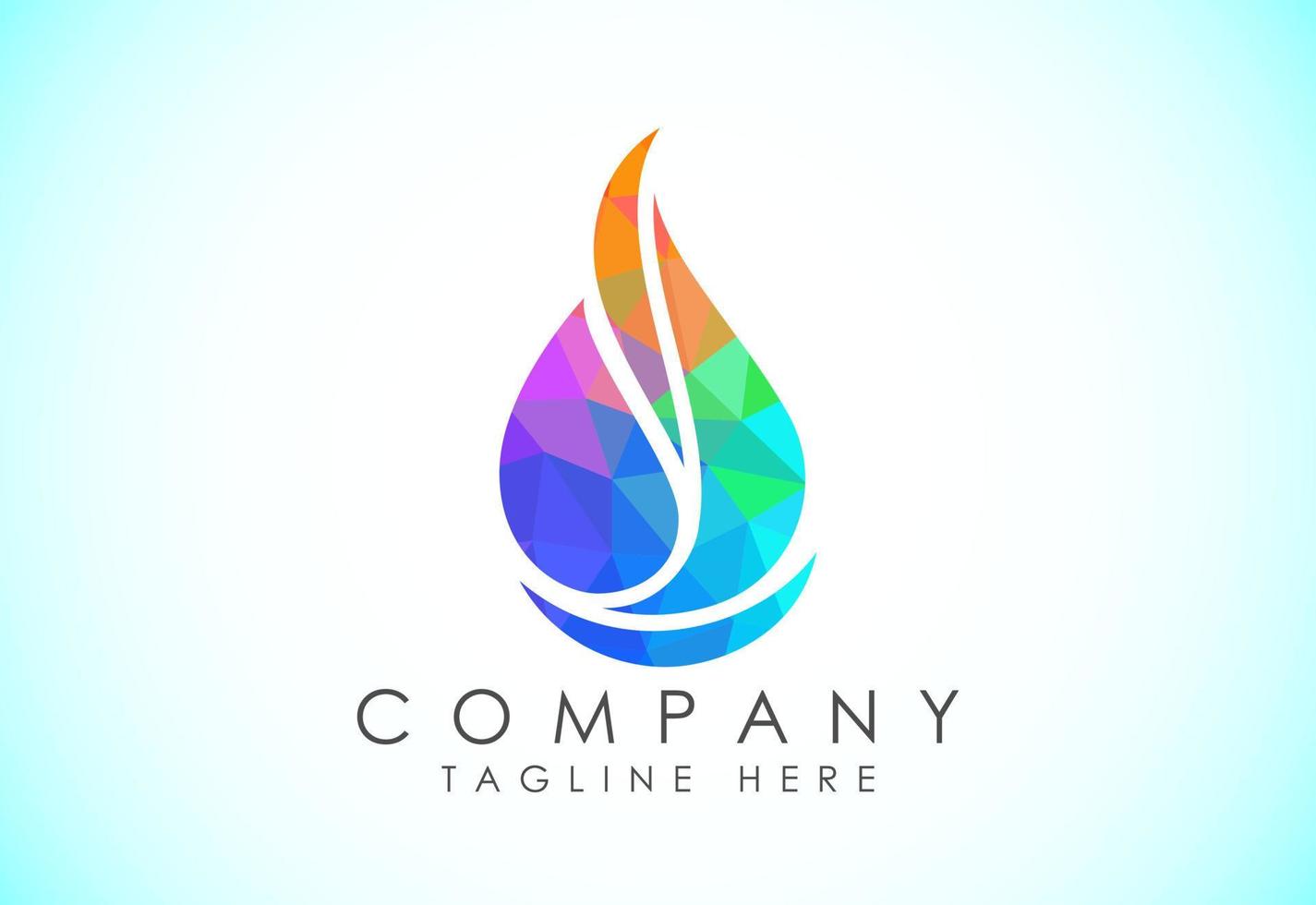 Polygonal fire flame logo icon. Low poly style oil and gas industry logo design concept. vector