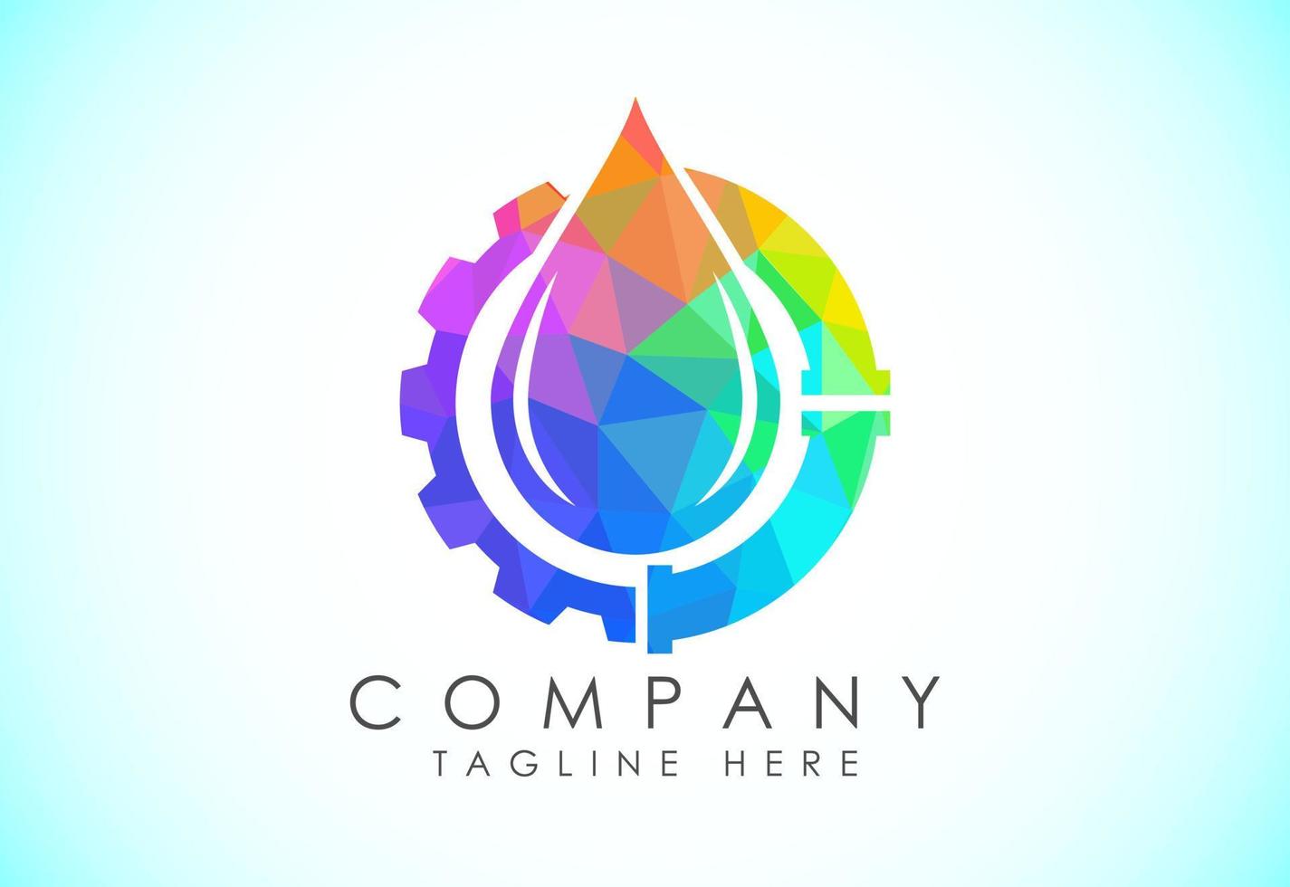 Polygonal fire flame logo icon. Low poly style oil and gas industry logo design concept. vector