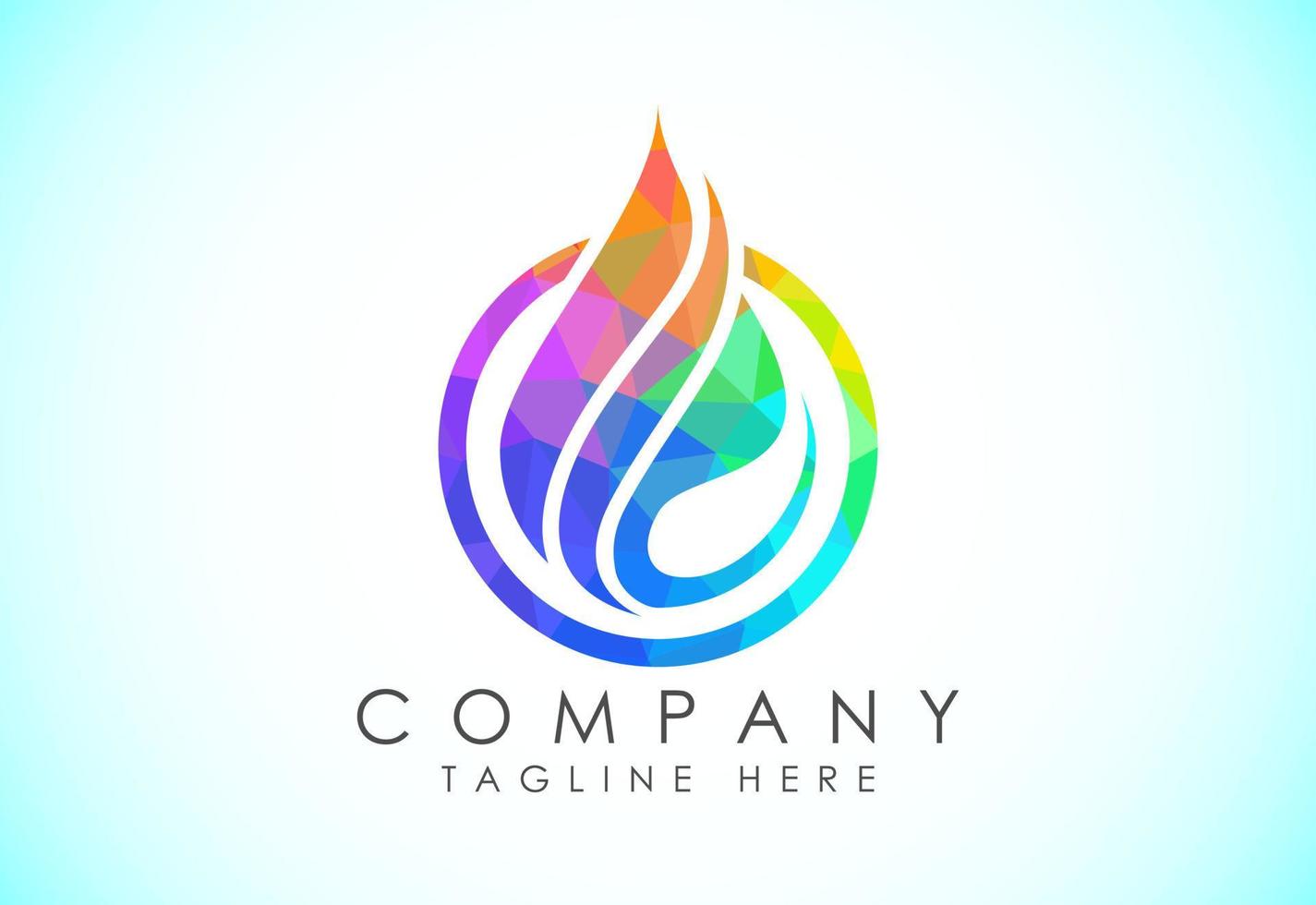 Polygonal fire flame logo icon. Low poly style oil and gas industry logo design concept. vector