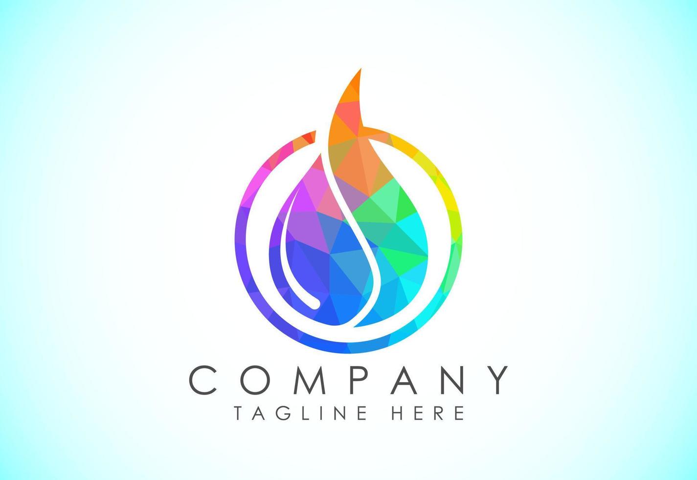 Polygonal fire flame logo icon. Low poly style oil and gas industry logo design concept. vector