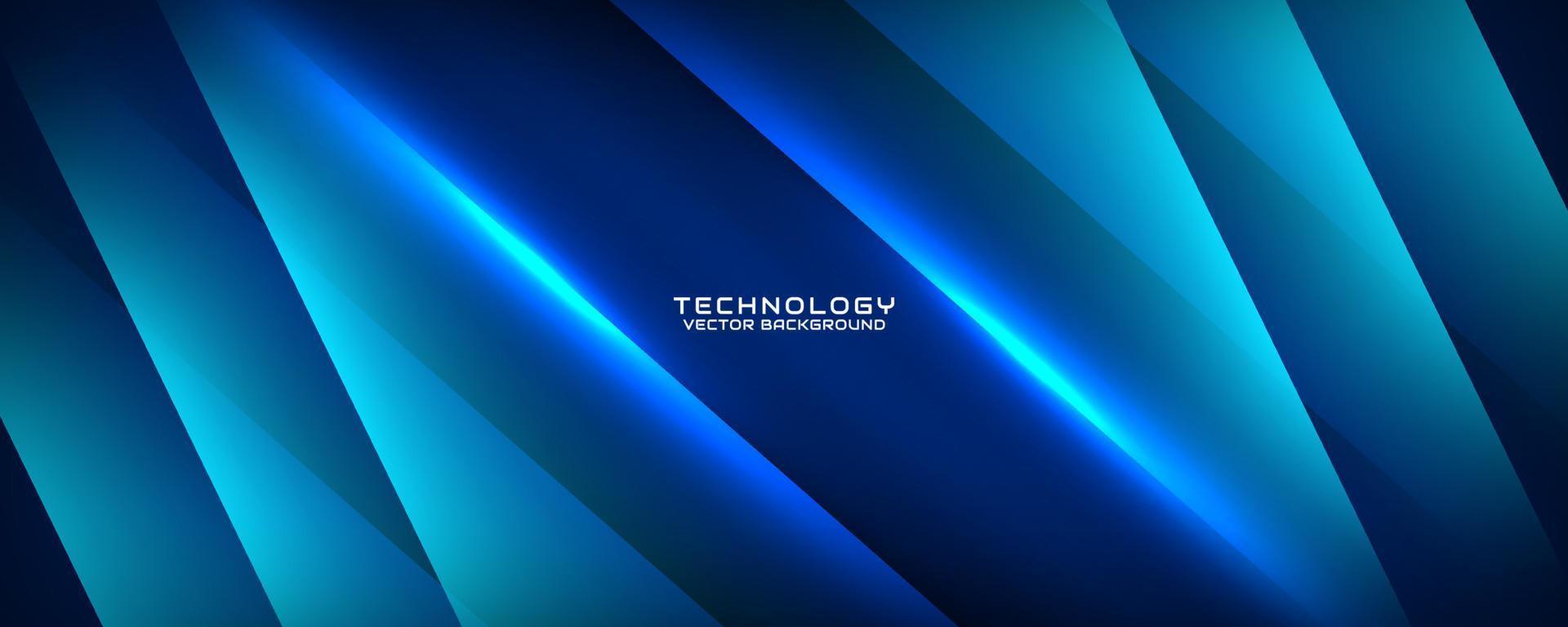 3D blue techno abstract background overlap layer on dark space with light line effect decoration. Modern graphic design element cutout style concept for banner, flyer, card, or brochure cover vector