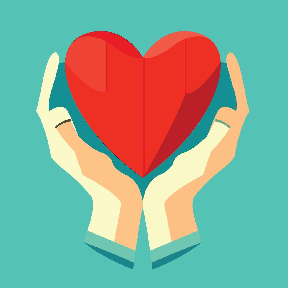 Hands holding a heart symbol with the words world health day vector