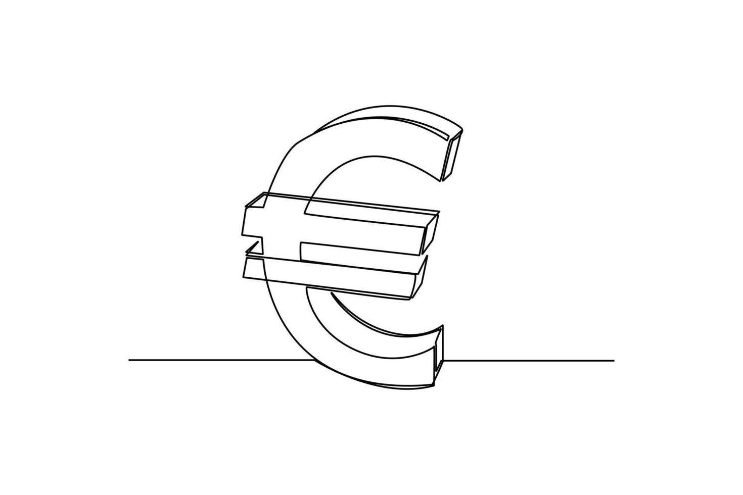 Continuous one-line drawing euro currency symbol. Country currency concept. Single line drawing design graphic vector illustration