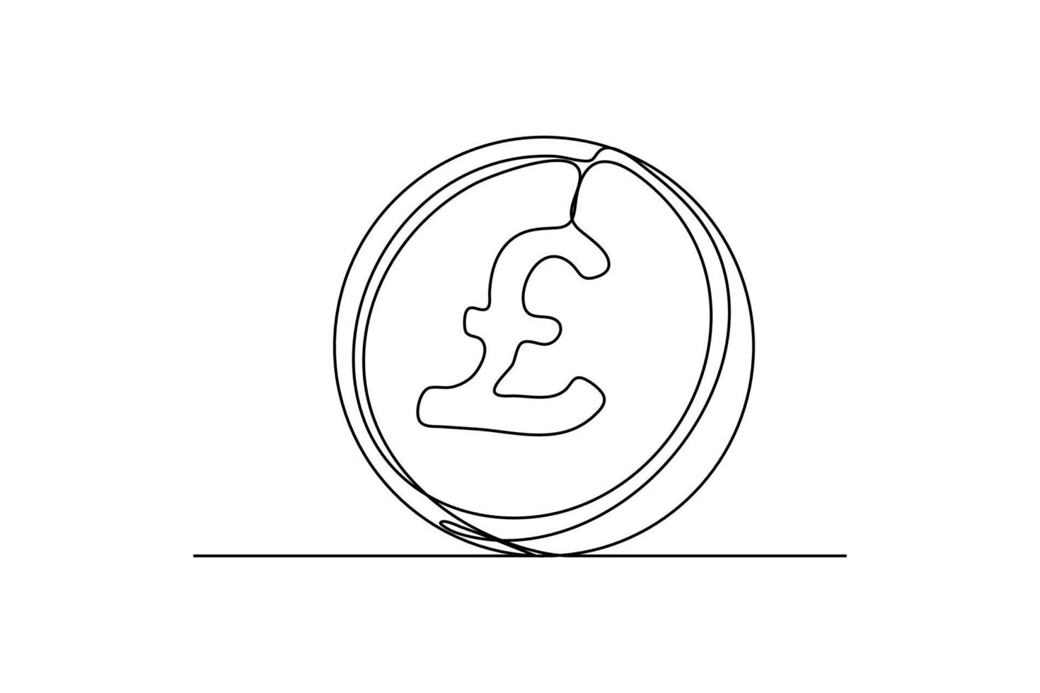 Continuous one-line drawing a pound coin currency. Country currency concept. Single line drawing design graphic vector illustration