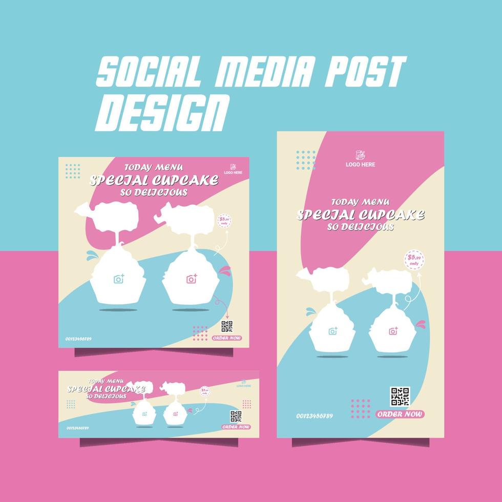 special cup cake menu flyer vector