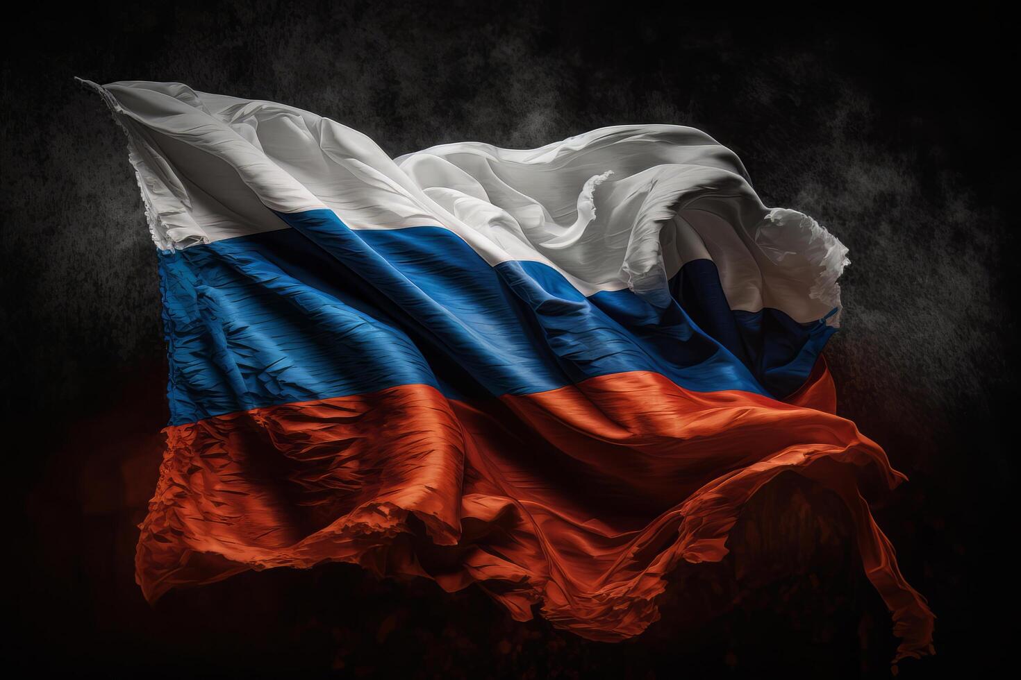 waving silk flag of Russia. Illustration photo