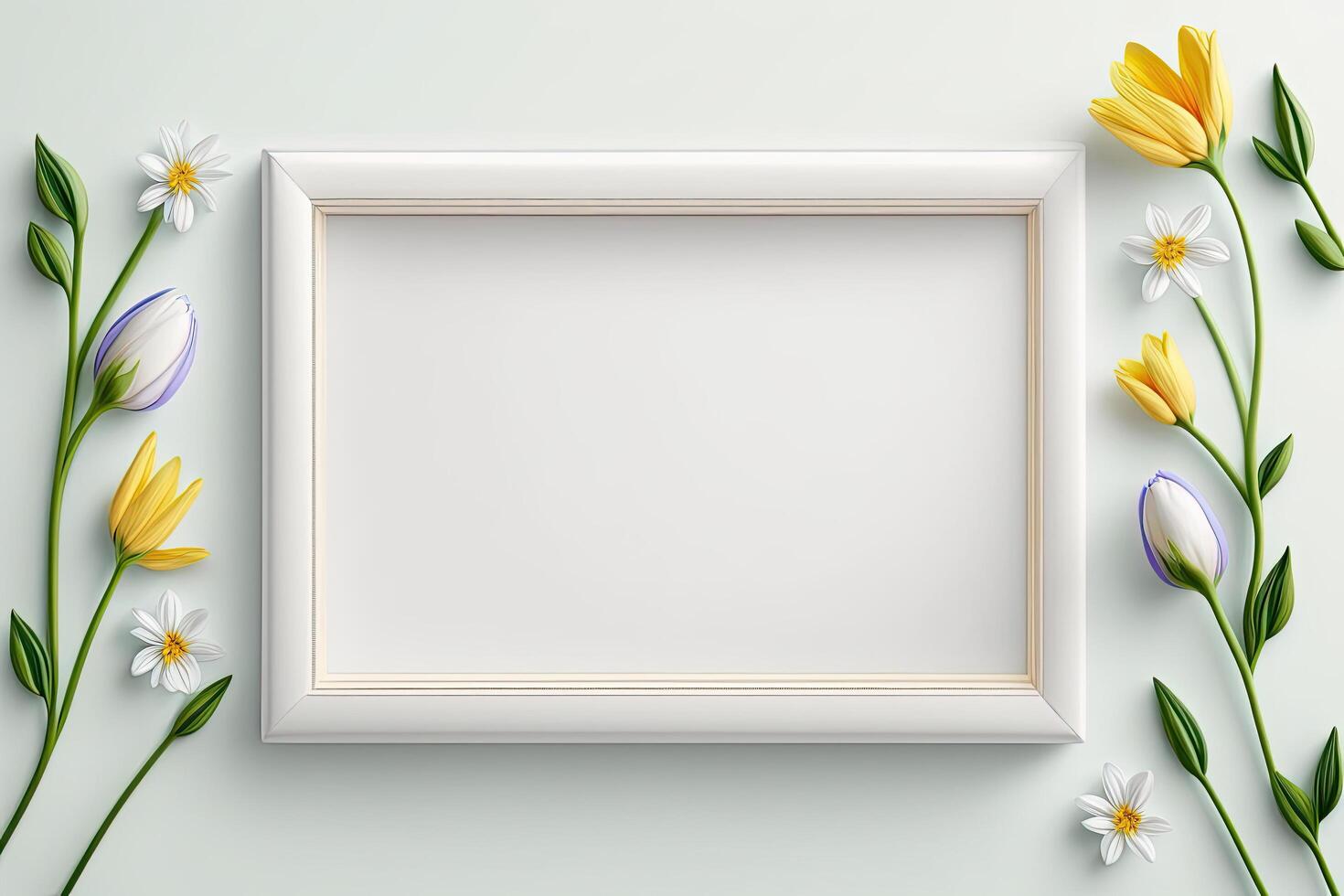 cute spring flower border frame. Illustration photo