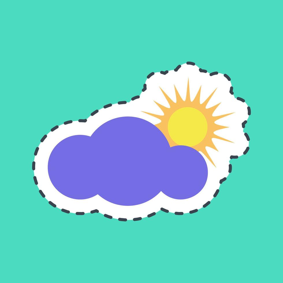 Sticker line cut partly cloudy. Weather elements symbol. Good for prints, web, smartphone app, posters, infographics, logo, sign, etc. vector