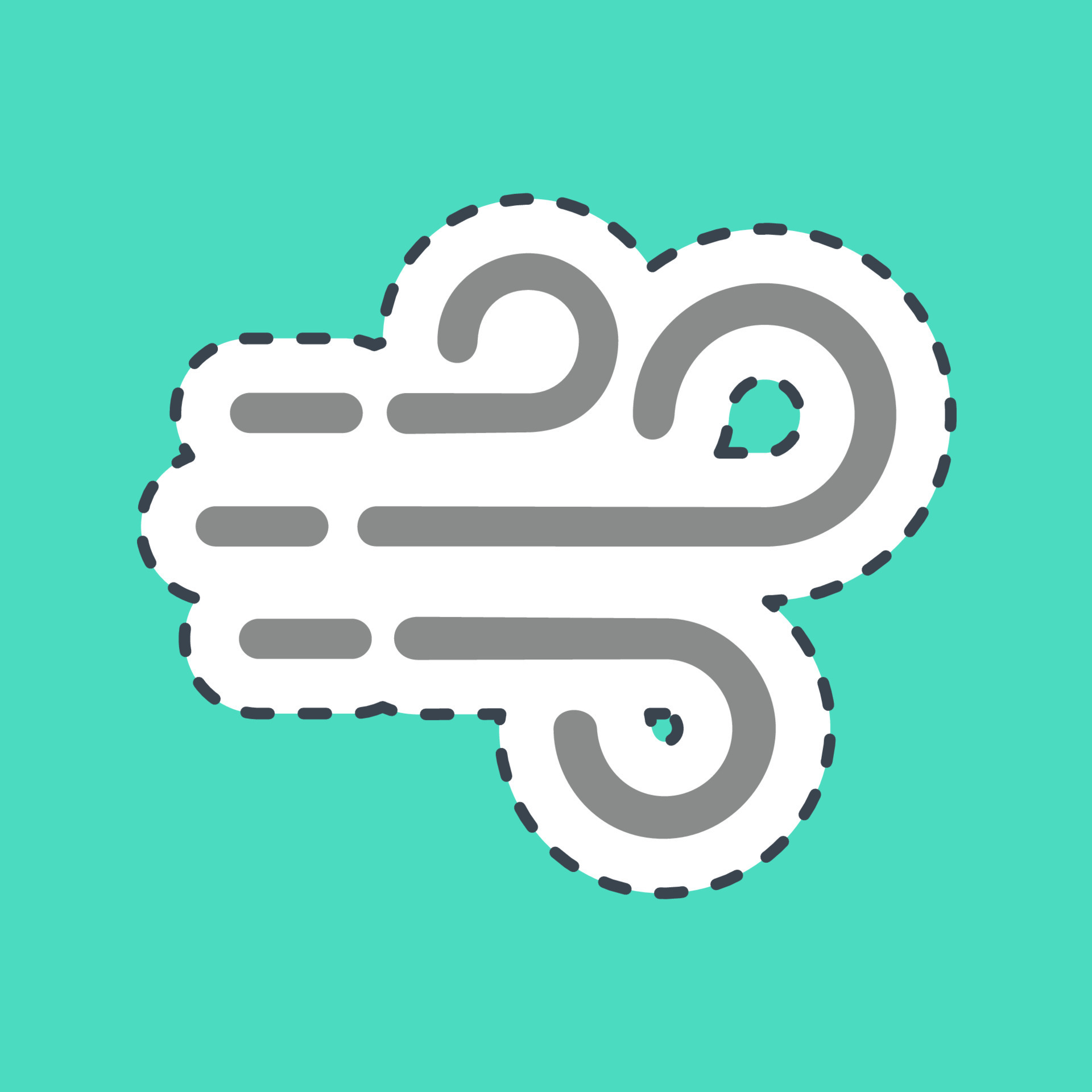 Sticker line cut wind. Weather elements symbol. Good for prints, web