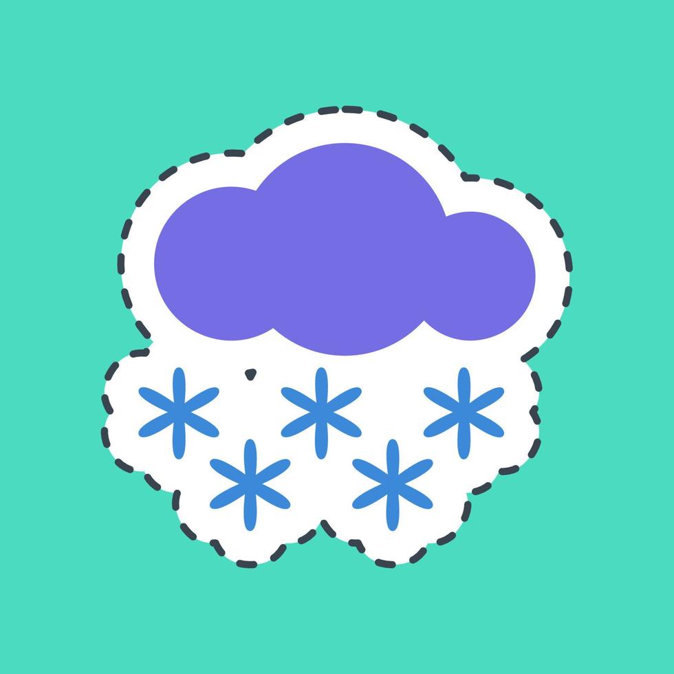 Sticker line cut snowing. Weather elements symbol. Good for prints, web, smartphone app, posters, infographics, logo, sign, etc. vector