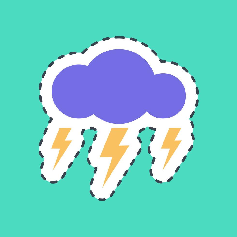 Sticker line cut lighting. Weather elements symbol. Good for prints, web, smartphone app, posters, infographics, logo, sign, etc. vector