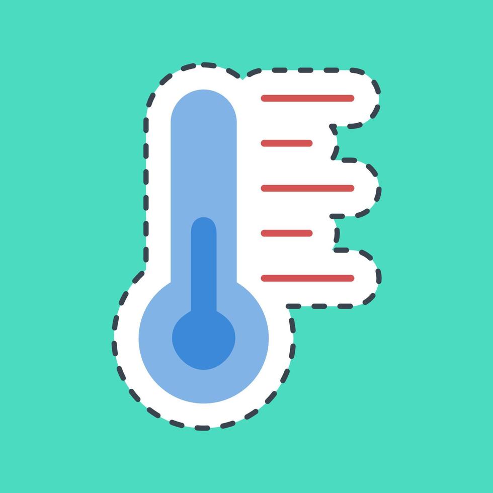 pegatina línea cortar temperatura. clima elementos símbolo. bueno para huellas dactilares, web, teléfono inteligente aplicación, carteles, infografía, logo, firmar, etc. vector