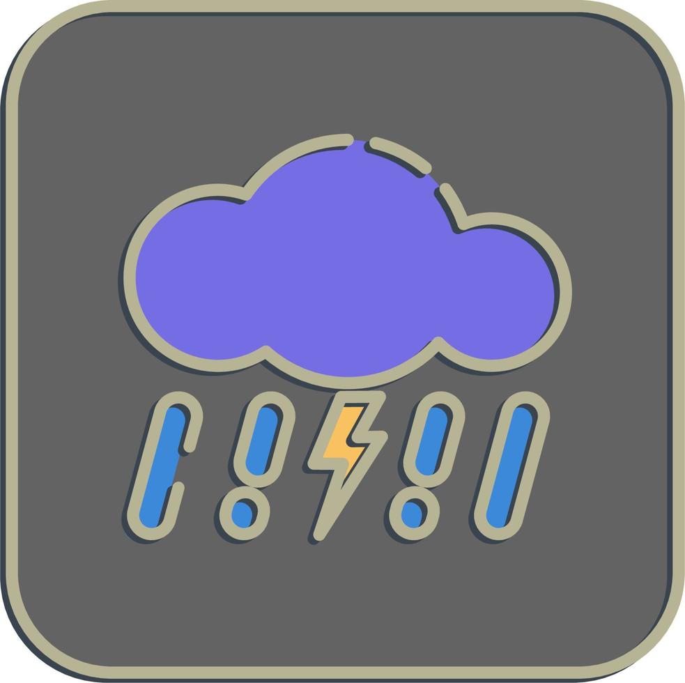 Icon thunder storm. Weather elements symbol. Icons in embossed style. Good for prints, web, smartphone app, posters, infographics, logo, sign, etc. vector
