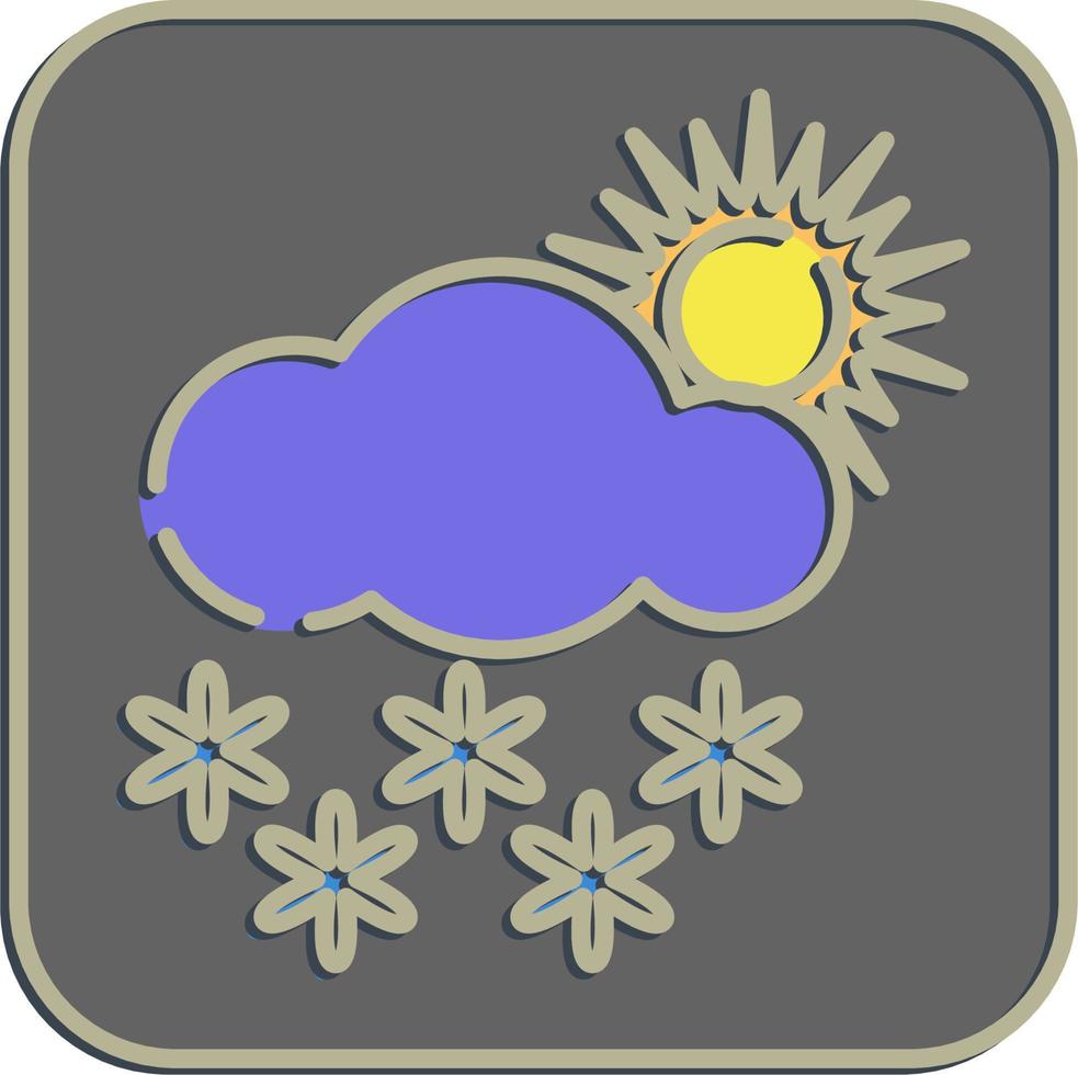 Icon snowing with sun. Weather elements symbol. Icons in embossed style. Good for prints, web, smartphone app, posters, infographics, logo, sign, etc. vector