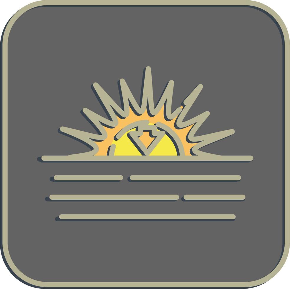 Icon sunset. Weather elements symbol. Icons in embossed style. Good for prints, web, smartphone app, posters, infographics, logo, sign, etc. vector