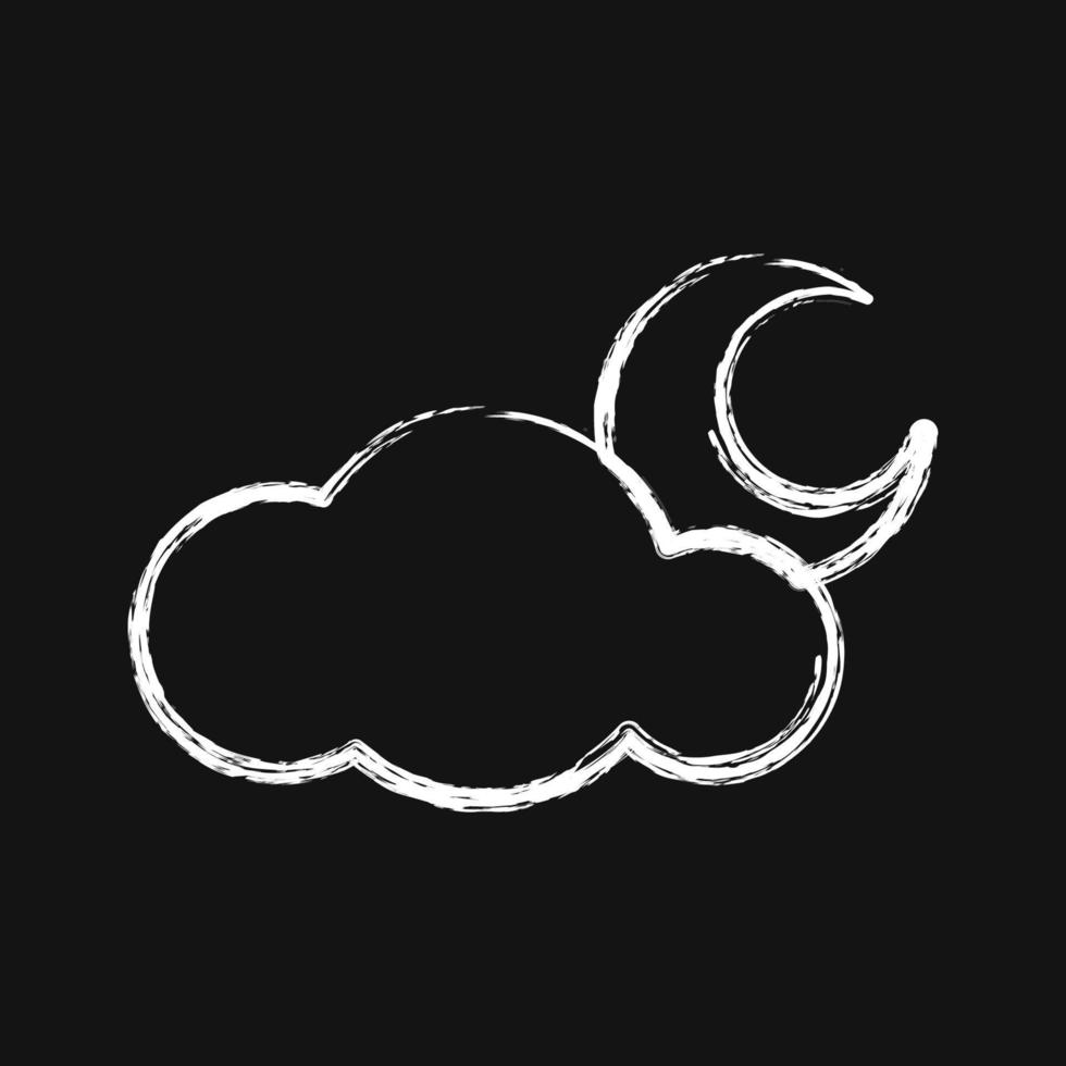 Icon cloudy night. Weather elements symbol. Icons in chalk style. Good for prints, web, smartphone app, posters, infographics, logo, sign, etc. vector