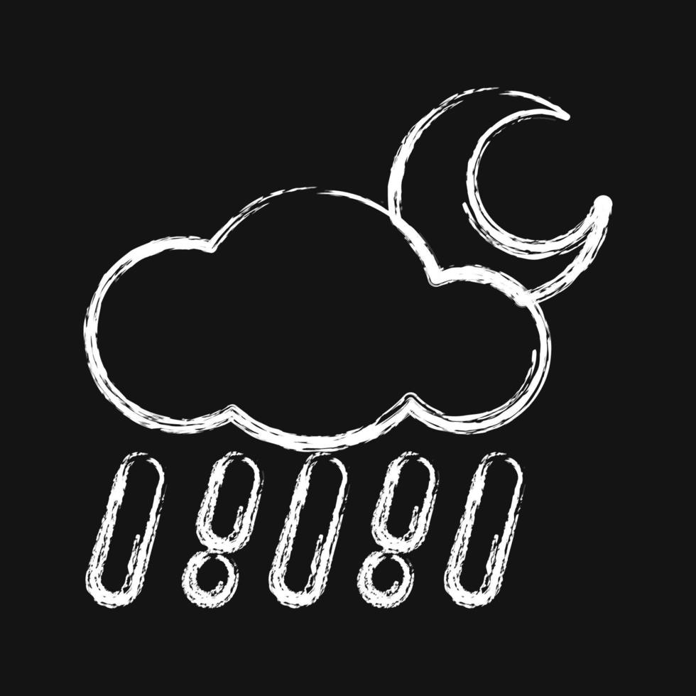Icon rainy night. Weather elements symbol. Icons in chalk style. Good for prints, web, smartphone app, posters, infographics, logo, sign, etc. vector