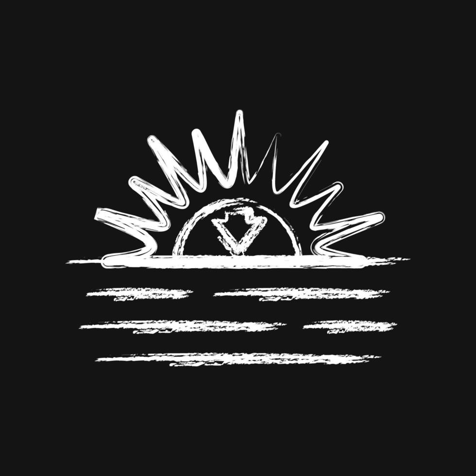 Icon sunset. Weather elements symbol. Icons in chalk style. Good for prints, web, smartphone app, posters, infographics, logo, sign, etc. vector