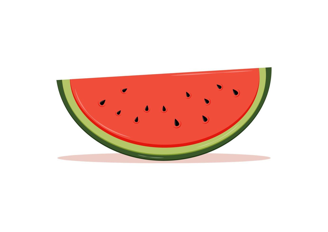Slice of Watermelon Vector Flat Design isolated on White Background