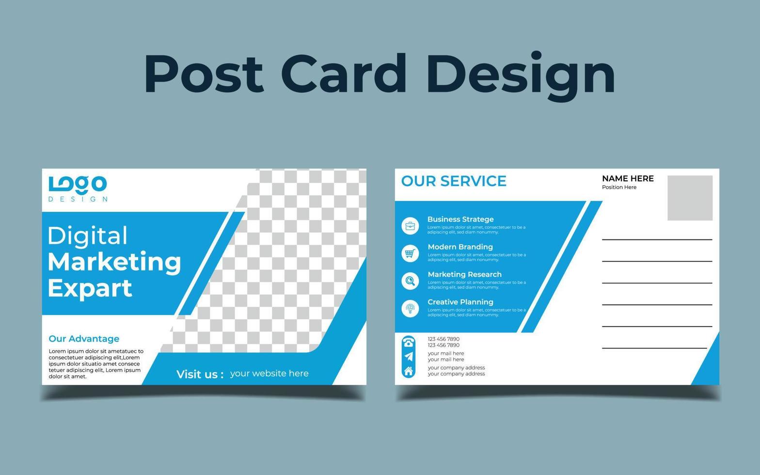 Corporate postcard template design. Print Ready Corporate Professional Business Postcard Design, Event Card Design, Direct Mail EDDM Template, Invitation Design vector