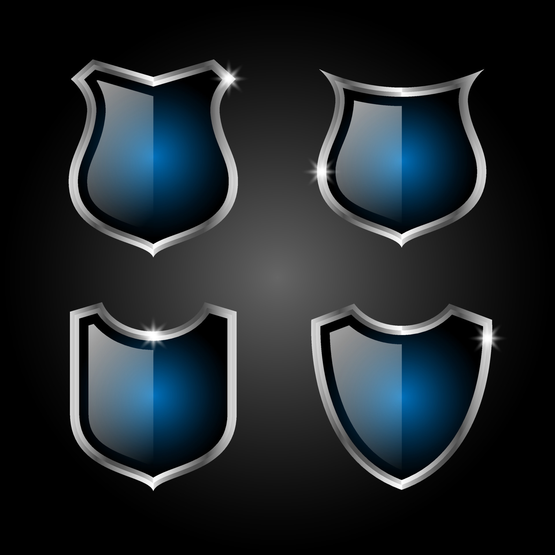 Set of elegant blue and silver shields Premium Vector. 22005737 Vector