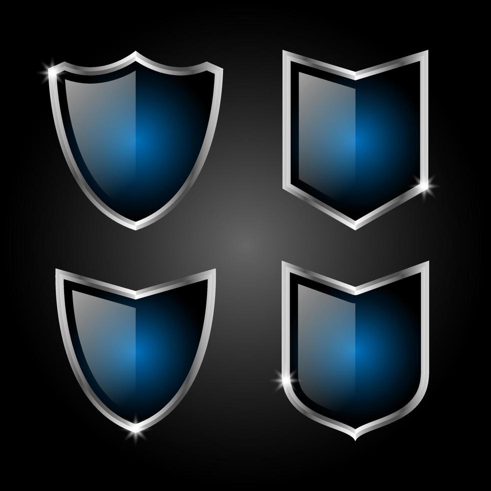 conjunto de elegante azul y plata escudos prima vector. vector