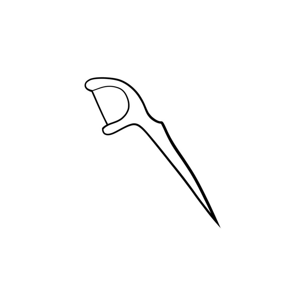 Vector illustration. Dentist's tools. Black outline on a white background. Toothpick