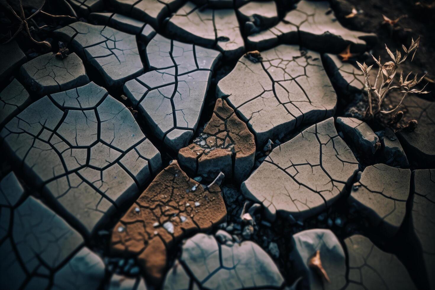 Dark Fractured ground background. Illustration photo