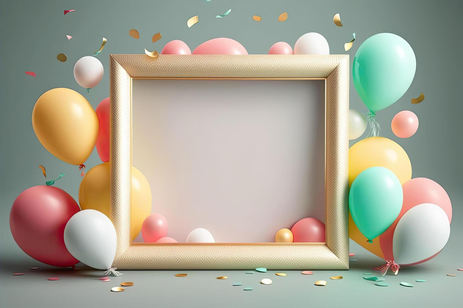 birthday background with circle frame balloons. Illustration photo