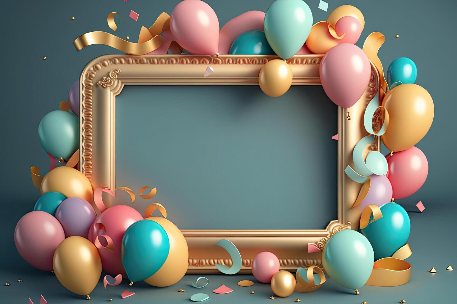 birthday background with circle frame balloons. Illustration photo