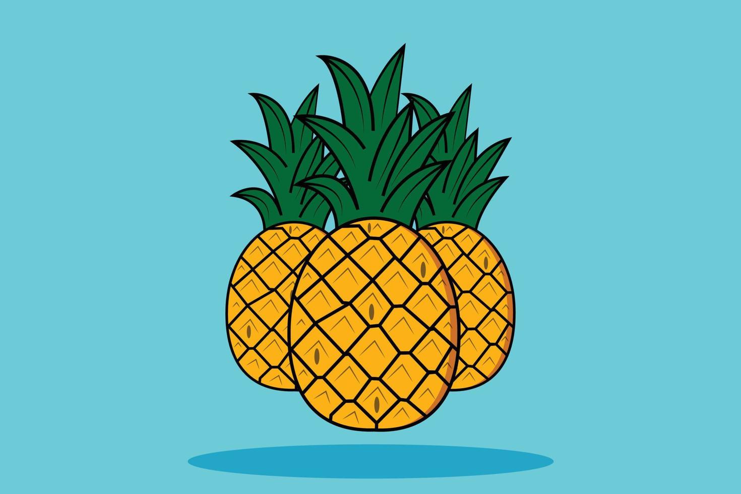 Vector illustration of the yellow pineapple