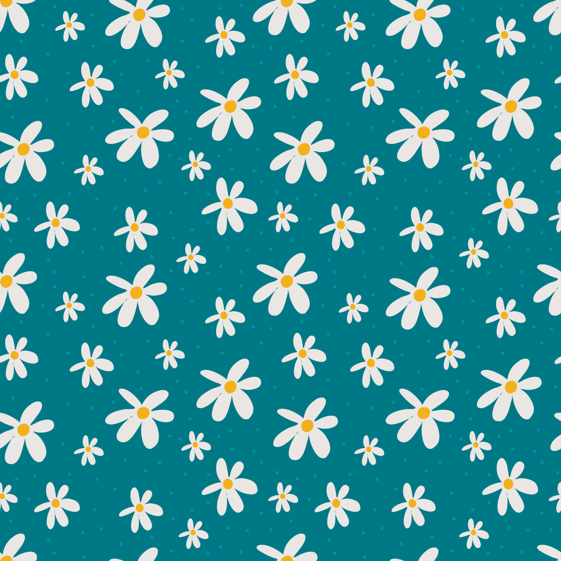 Cute seamless pattern with flowers and round spots. Funny floral print. floral  background with small white scattered flowers and dots. Simple girly print.  for design and fashion prints 22005907 Vector Art at