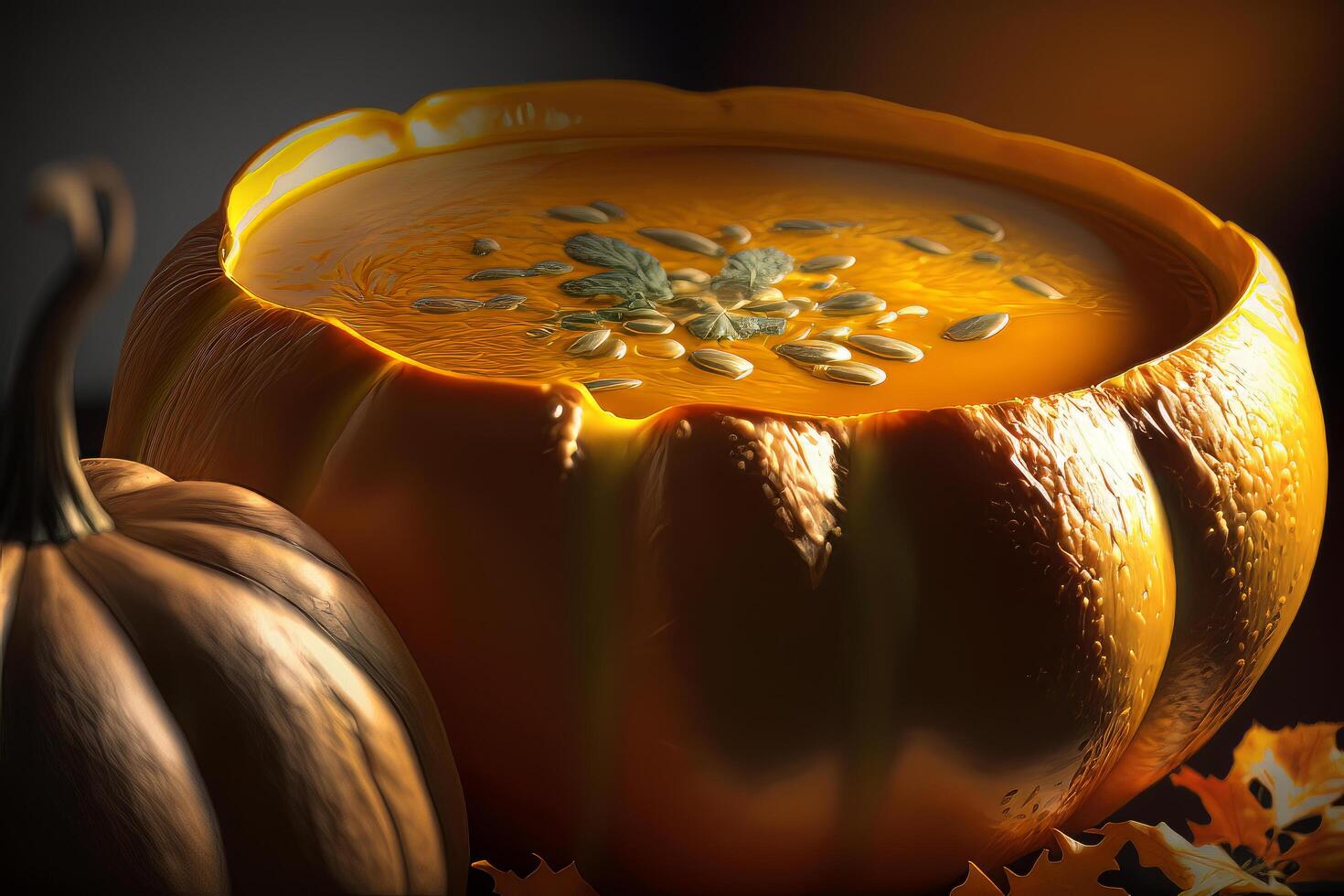 fresh dietary pumpkin soup. Illustration photo