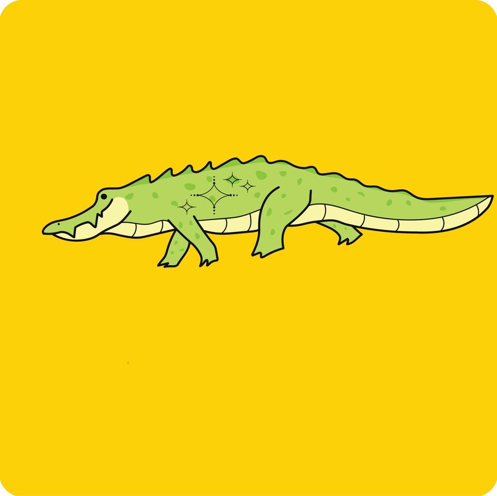 Crocodile illustration Vector cartoon crocodile isolated on yellow background