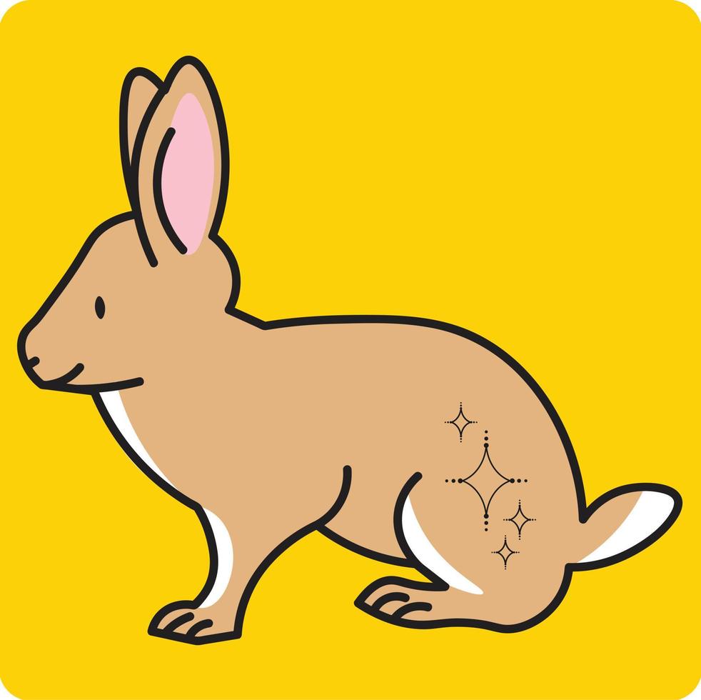 illustration of a rabbit Vector cute rabbit cartoon on yellow background
