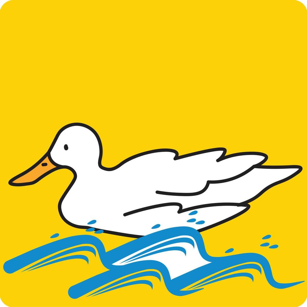 illustration of a duck Vector happy duck hand waving on yellow background