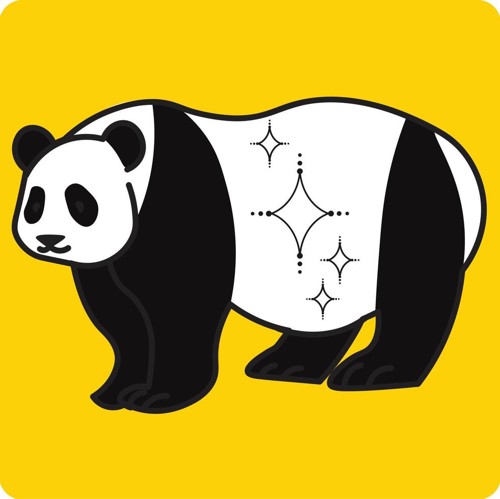 panda bear with Vector cute little panda sitting on yellow background