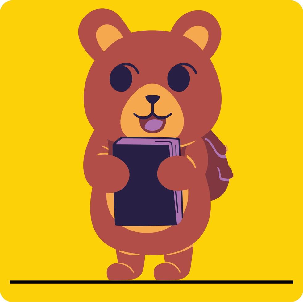 Vector cartoon Happy Bear with a Book