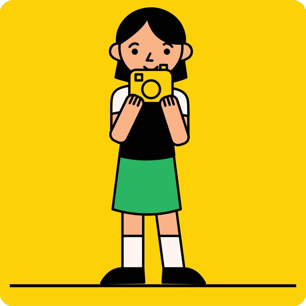 Vector photographer worker picture camera character illustration