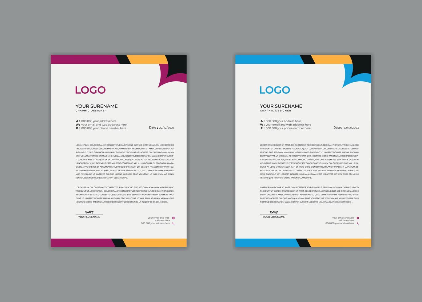 letterhead, letterhead template, letterhead design, vector modern simple unique school hospital medical new minimalist elegant corporate letterhead design in professional style