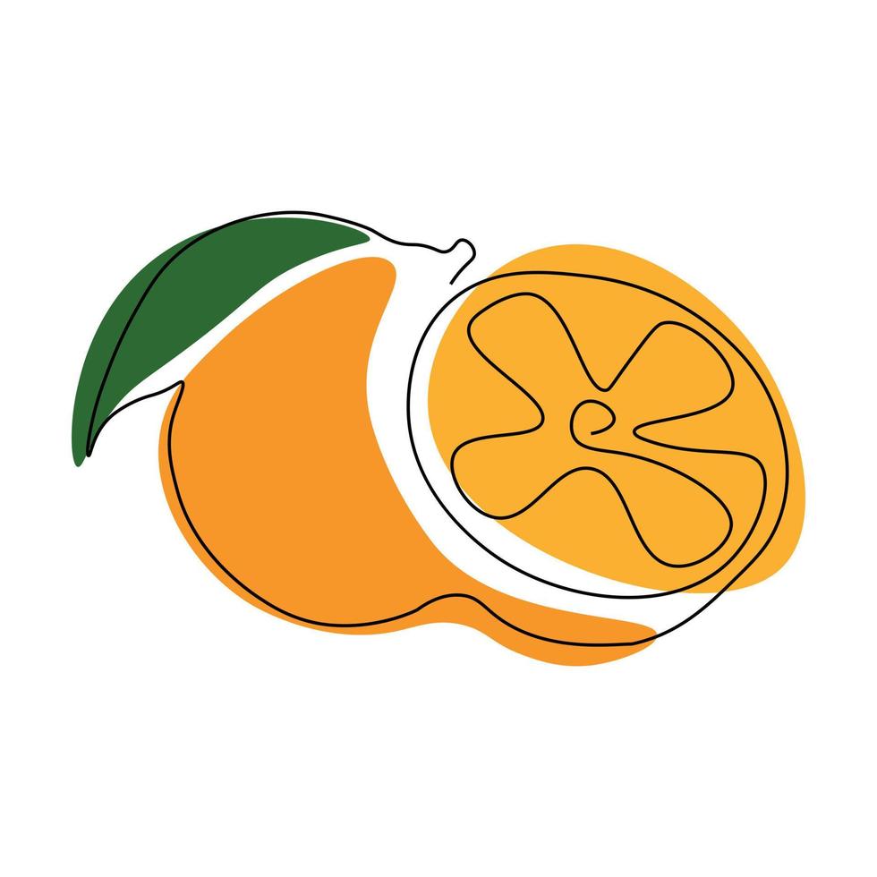 dibujo de un naranja dibujado con uno continuo línea vector