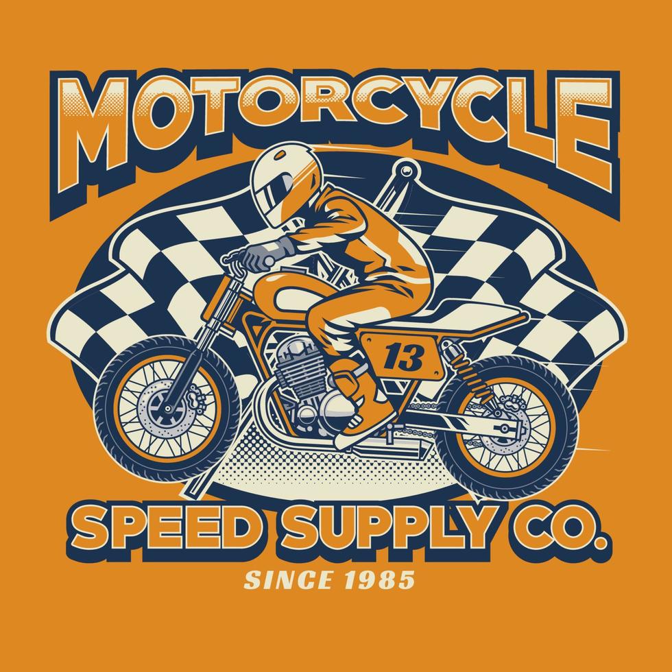 motorcycle rider and chechered flag vector