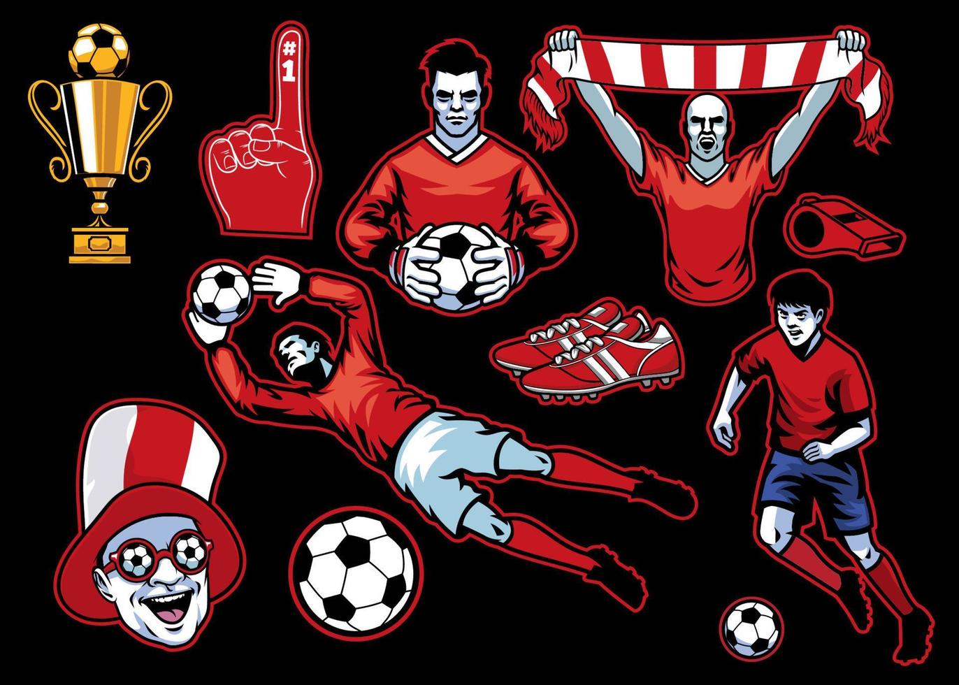 set of soccer concept vector