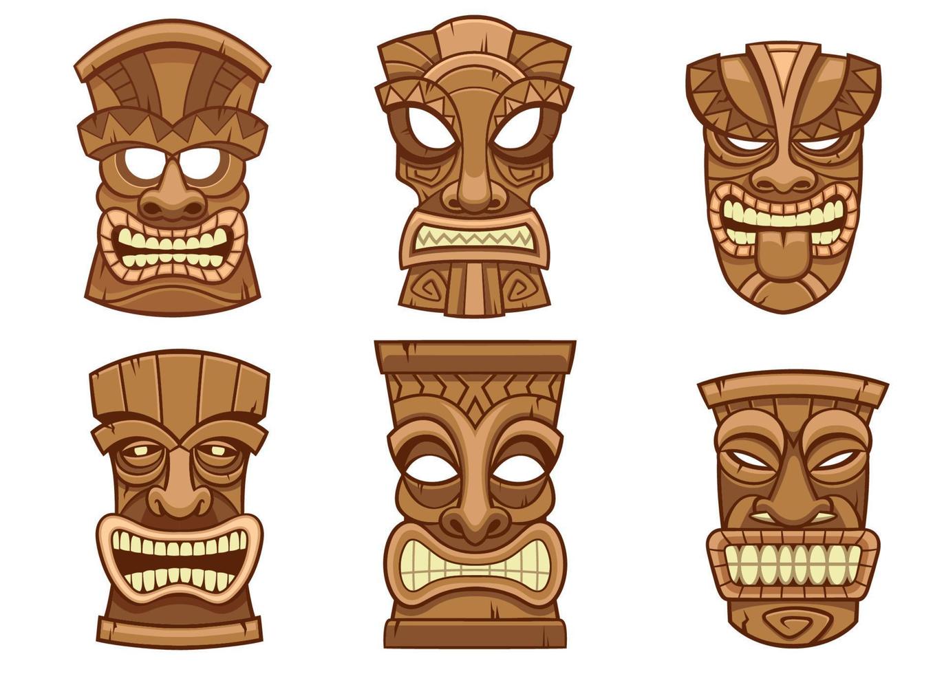 tiki mask set vector