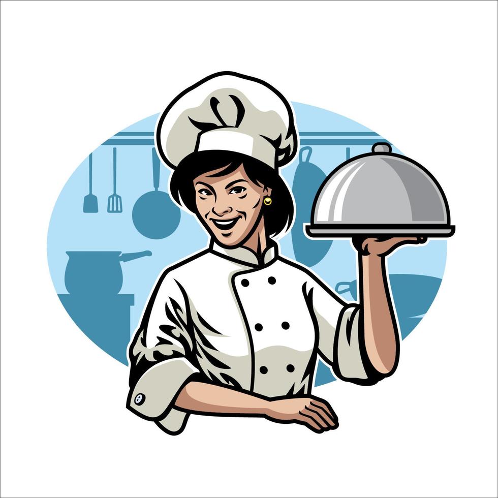 mujer cocinero diseño vector